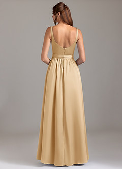 Azazie Elliott Robes de demoiselle d'honneur Robe Trapèze en Satin extensible avec poches Or image6