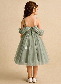 Azazie May Flower Girl Dresses Pistachio Ball-Gown Pleated Tulle Dress image1