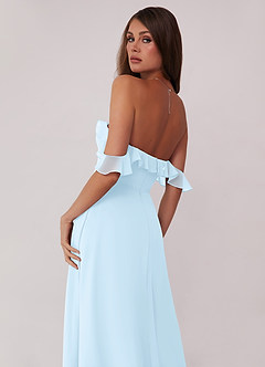 Barbie ♥ Azazie Bridesmaid Dresses Sky Blue A-Line Off the Shoulder Chiffon Convertible Dress image5