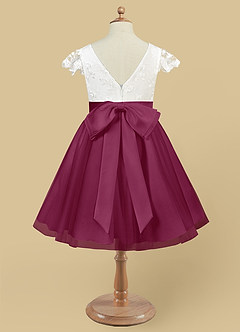 Azazie Vetty Blumenmädchenkleider A-Linie Spitze Tüll Kleid Elfenbein Maulbeere image10