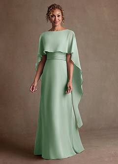 Azazie Marilla Klänningar till brudens mor Klä A-Line i Chiffong Plisserad Agave image4