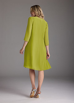 Azazie Shirley Mother of the Bride Dresses Lemongrass A-Line Scoop Pleated Chiffon Dress image3