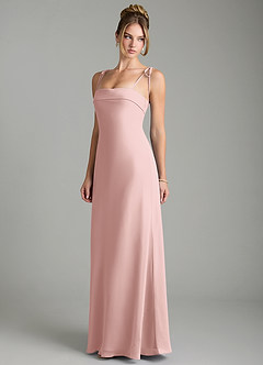Azazie Ellia Bridesmaid Dresses Powder Pink Sheath Bow Chiffon Dress image3
