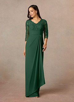 Azazie Poe Mother of the Bride Dresses Dark Green Sheath Lace Dress image1