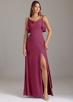 Azazie Darcia Bridesmaid Dresses Mulberry A-Line Side Slit Chiffon Dress image1