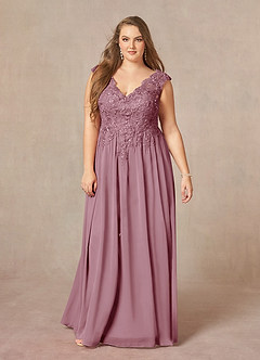 Azazie Amethyst Mother of the Bride Dresses Vintage Mauve A-Line V-Neck Sequins Chiffon Dress image13