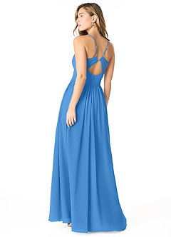 Azazie Cora Bridesmaid Dresses Blue Jay A-Line Pleated Chiffon Dress image2