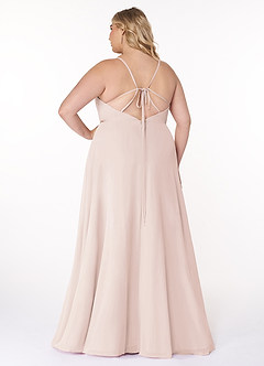 Azazie Everleigh Abiti da Damigella Abito A-Line in Chiffon con Scollo a Cuore a Pieghe Petalo Di Rosa image9