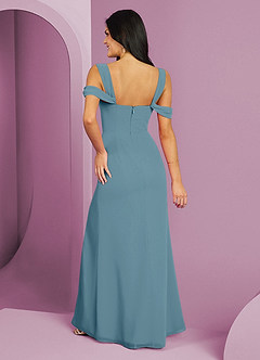 Barbie ♥ Azazie Bridesmaid Dresses Moody Blue A-Line Off the Shoulder Chiffon Dress image6