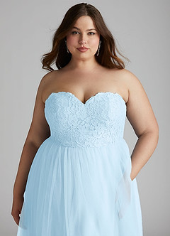 Azazie Roni Bridesmaid Dresses Sky Blue A-Line Sweetheart Neckline Tulle Convertible Dress image11