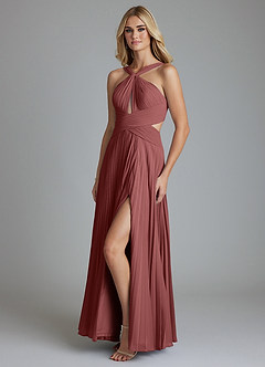 Azazie Hosanna Robes de demoiselle d'honneur Robe Trapèze en Mousseline de soie Plissée Améthyste image5