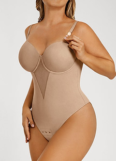 front Trägerloser, nahtloser String-Body mit Cups
