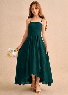 Azazie Twilight Girls Formal Flower Girl Klänningar Klänning A-linje i Blommig Utbrändhet Plisserad image3