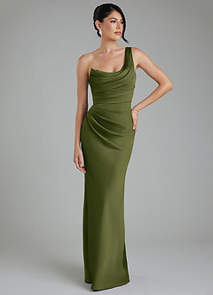 Azazie Sabrina Bridesmaid Dresses Bright Olive Mermaid Corset Stretch Satin Dress image7