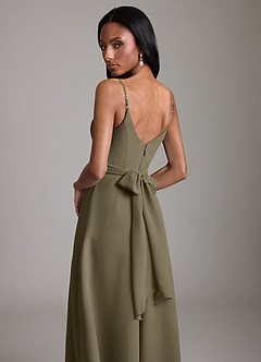 Azazie Kali Brudtärnklänningar Klä av A-Linje i Chiffong Plisserad Pilgrön image2