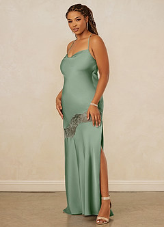 Christian Siriano Bridal for Azazie 1012 Brautjungfernkleider Etui Spitze Stretch-Satin Kleid Matcha image12