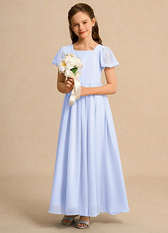 Azazie Joss Flower Girl Dresses Lavender A-Line with Sleeves Chiffon Dress image12