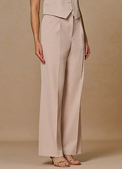 front Margaret Tan Cotton Linen Blend Pants