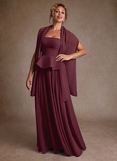 Azazie Josabeth Mother of the Bride Dresses Cabernet A-Line Pleated Chiffon Dress image2