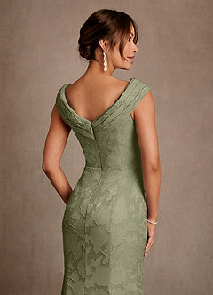 Azazie Keith Mother of the Bride Dresses Pistachio Sheath Pleated Floral Burnout Dress image5