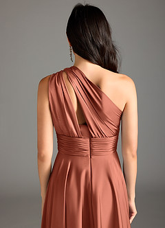 Azazie Charlize Jurken voor bruidsmeisjes Jurk van Stretch Satijn met A-Lijn One-Shoulder Klei image8