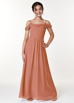 Azazie Alivia Junior MAI TAI A-Line Off the Shoulder Chiffon Dress image1