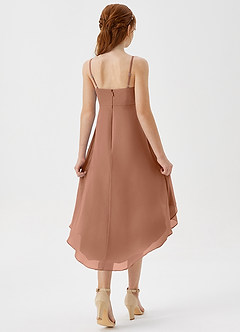 Azazie Mariam Junior A-Linie Plissee Chiffon Kleid Bronzer image6