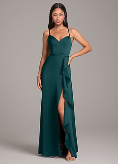 Azazie Naeem Bridesmaid Dresses Pine A-Line Stretch Satin Dress image4