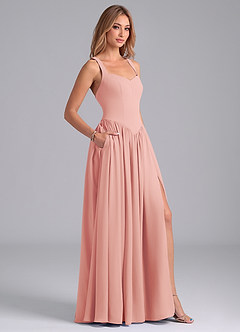 Azazie Francis Bridesmaid Dresses Rosette A-Line Corset Chiffon Dress image6