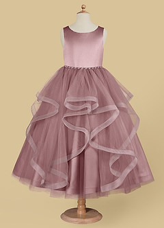 Azazie Sofia Blumenmädchenkleider A-Linie Mit Perlen Tüll Kleid Altrosa image5