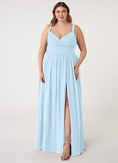 Azazie Chanel Bridesmaid Dresses Sky Blue A-Line Pleated Chiffon Dress image8