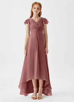 Azazie Breanne Junior Vestido de Rosa Del Desierto de Gasa de Corte En A image6
