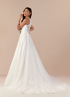 Azazie Melrose Wedding Dresses A-Line Sweetheart Lace Tulle Chapel Train Dress image6