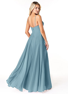 Azazie Emerald Jurken voor bruidsmeisjes Jurk van Chiffon met A-Lijn Geruffeld Mystiek Blauw image3