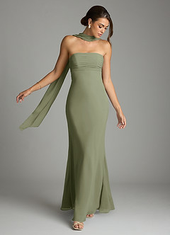 Azazie Saylor Bridesmaid Dresses Pistachio Mermaid Strapless Chiffon Dress image7