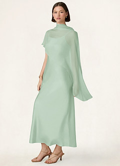 front Azazie Matching Color Chiffon Bias Cut Cape