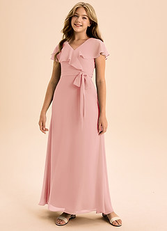 Azazie Lainey Junior Rosette A-Line with Pockets Chiffon Dress image4