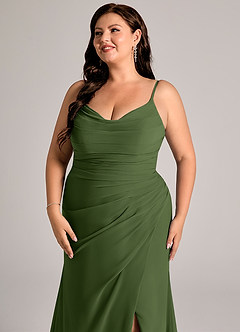 Azazie Deandra Bridesmaid Dresses Olive Mermaid Pleated Chiffon Dress image12