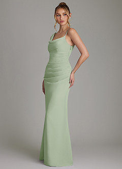 Azazie Ama Bridesmaid Dresses Dusty Sage A-Line Pleated Chiffon Dress image2