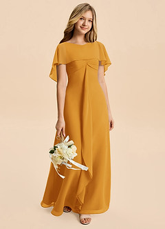 Azazie Selena Junior Butterscotch A-Line Ruched Chiffon Dress image5