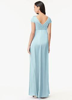 Azazie Allessia Maternity Bridesmaid Dresses A-Line Pleated Stretch Satin Floor-Length Dress image2