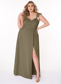 Azazie Everett Bridesmaid Dresses Willow Green A-Line V-neck Ruched Chiffon Dress image6