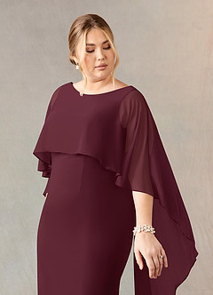 Azazie Dion Mother of the Bride Dresses Cabernet Sheath Scoop Stretch Crepe Dress image13