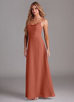 Azazie Daenerys Vestidos de damas de honor Vestido de Arcilla de Gasa de Corte en A con Vaca image4