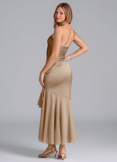 Azazie Danie Jurken voor bruidsmeisjes Jurk van Chiffon met Kolom Strapless Taupe image2