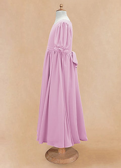 Azazie Joss Robe Demoiselle D'honneur Fillette Robe Trapèze en Mousseline de soie avec manches Rose Bonbon image7