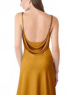 Azazie Alaija Bridesmaid Dresses Butterscotch Mermaid Side Slit Stretch Satin Dress image6