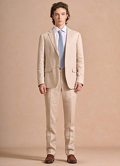 front Harrison Tan 100% Linen Suit