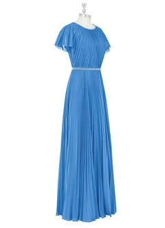 Azazie Kara Modest Bridesmaid Dresses A-Line Pleated Chiffon Floor-Length Dress image9