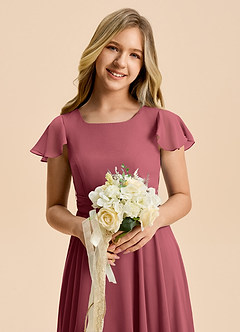 Azazie Cady Junior A-Linie Plissee Chiffon Kleid Merlot image8